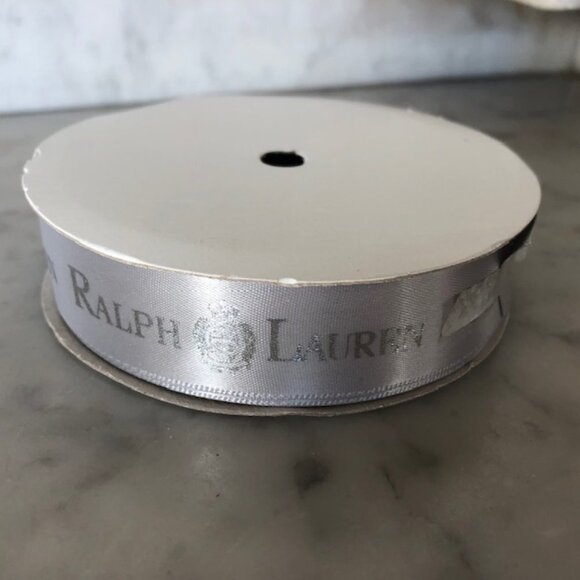 RALPH LAUREN Monogram Silver Gray Satin Ribbon Roll RARE @ 15 ft Spool N… main image 4